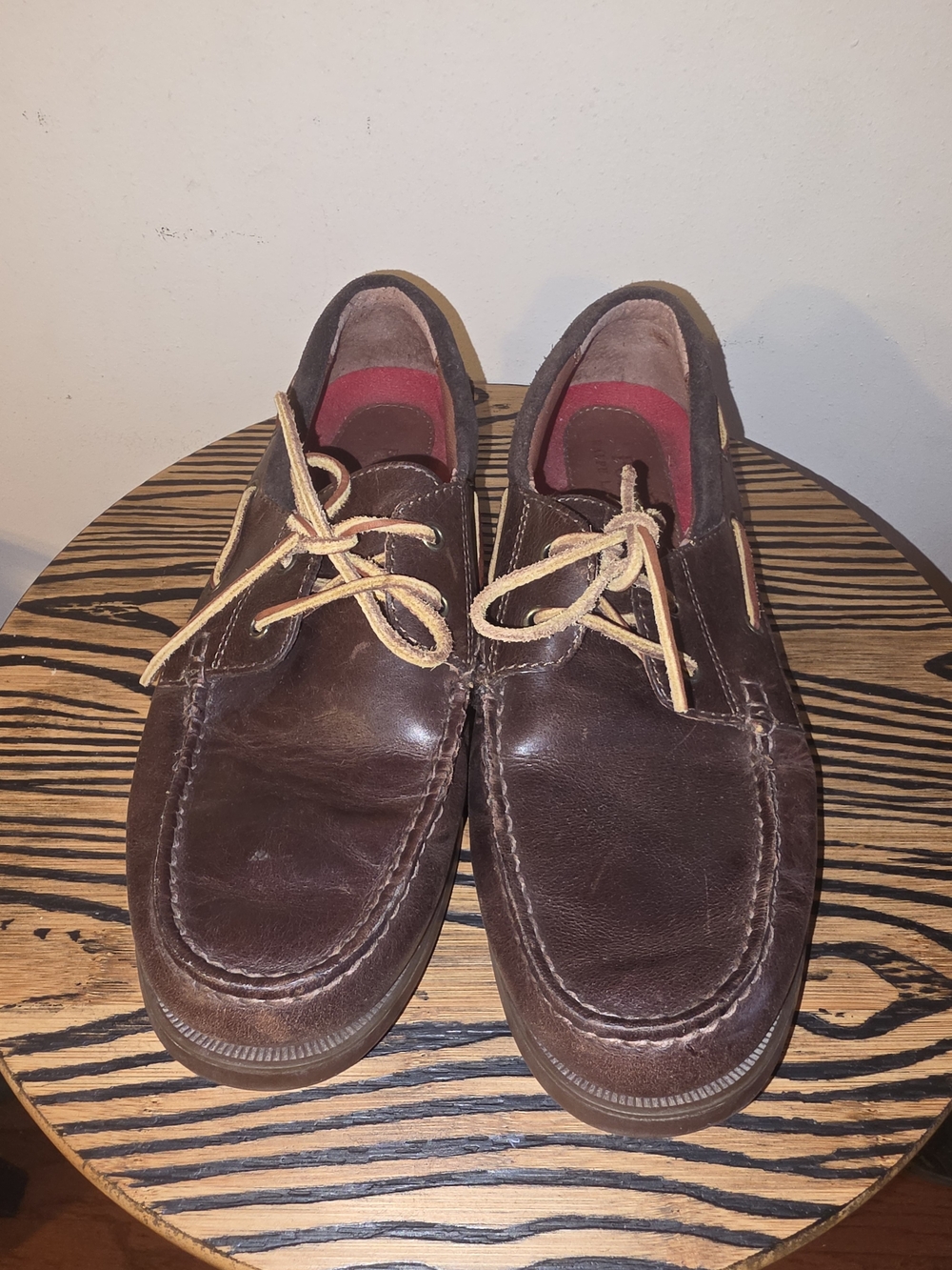 Polo Ralph Lauren Brown Leather Boat Shoes with Tan Laces
